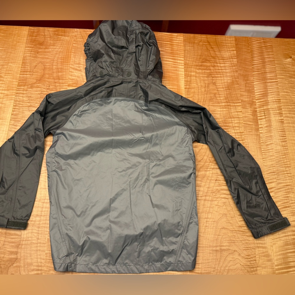 REI Kids Gray Raincoat with Yellow Accents. Size Medium 10-12. - Picture 2 of 4